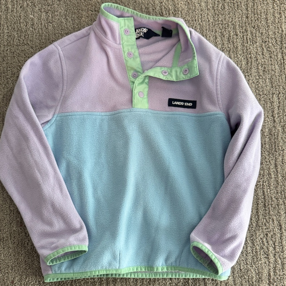 Lands' End Kids' Lavender and Light Blue Fleece Sweatshirt